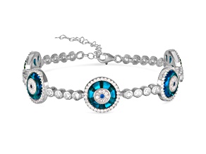 Sterling Statements Rhodium Over Sterling Silver Evil Eye Tennis Bracelet
