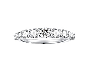 White Lab-Grown Diamond H VS2 Rhodium Over Sterling Silver Graduated Band Ring 0.95ctw