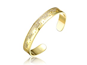 Clear Cubic Zirconia, 14K Gold Plated over Brass Cuff Bracelet