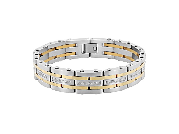 Ion-Plated Yellow Stainless Steel Diamond Bracelet.50ctw