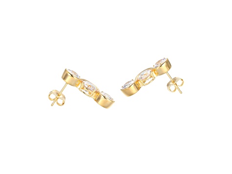 White Cubic Zirconia 18k Yellow Gold Over Silver April Birthstone Earrings 8.10ctw