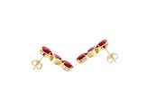 Lab Created Ruby 18k Yellow Gold Over Silver July Birthstone Earrings 4.80ctw