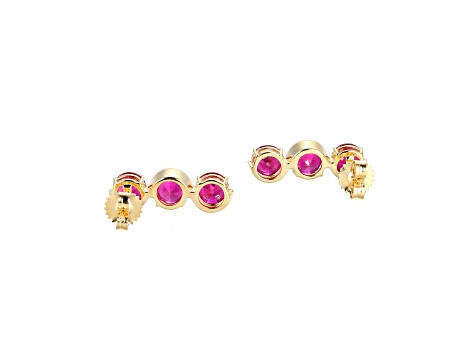 Lab Created Ruby 18k Yellow Gold Over Silver July Birthstone Earrings 4.80ctw