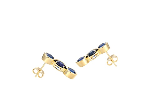 Lab Created Blue Sapphire 18k Yellow Gold Over Silver September Birthstone Earrings 4.94ctw