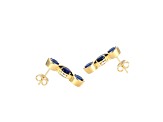 Lab Created Blue Sapphire 18k Yellow Gold Over Silver September Birthstone Earrings 4.94ctw