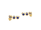 Lab Created Blue Sapphire 18k Yellow Gold Over Silver September Birthstone Earrings 4.94ctw