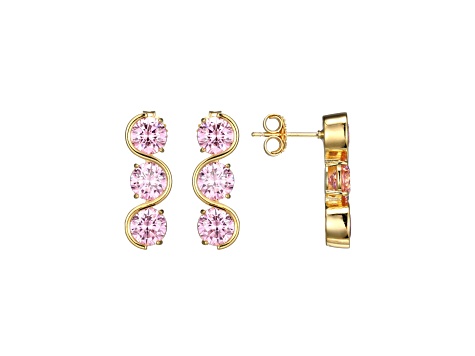 Pink Cubic Zirconia 18k Yellow Gold Over Silver October Birthstone Earrings 8.21ctw