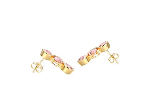 Pink Cubic Zirconia 18k Yellow Gold Over Silver October Birthstone Earrings 8.21ctw