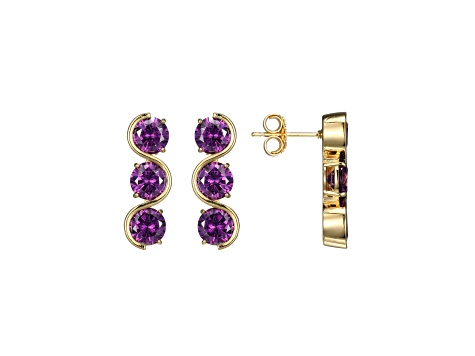 Purple Cubic Zirconia 18k Yellow Gold Over Silver February Birthstone ...