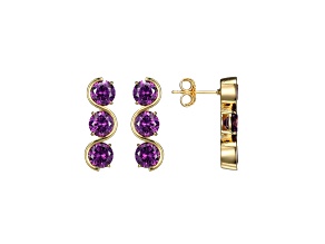 Purple Cubic Zirconia 18k Yellow Gold Over Silver February Birthstone Earrings 7.98ctw