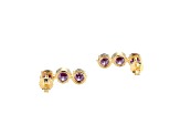 Purple Cubic Zirconia 18k Yellow Gold Over Silver February Birthstone Earrings 7.98ctw