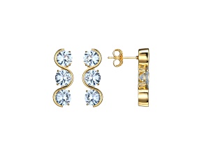 Lab Created Blue Spinel 18k Yellow Gold Over Silver March Birthstone Earrings 4.68ctw