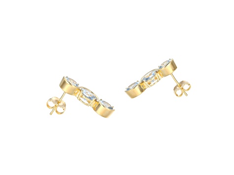 Lab Created Blue Spinel 18k Yellow Gold Over Silver March Birthstone Earrings 4.68ctw