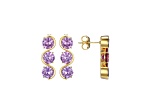 Lab Created Alexandrite Sapphire 18k Yellow Gold Over Silver June Birthstone Earrings 4.90ctw