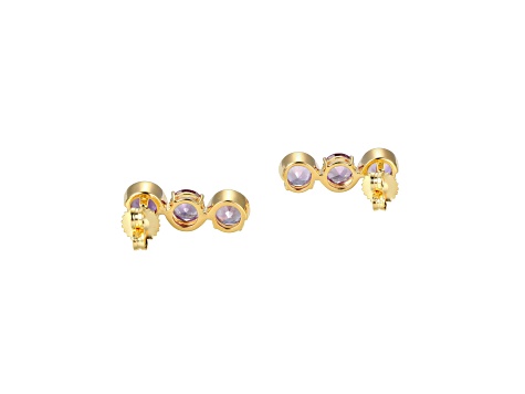 Lab Created Alexandrite Sapphire 18k Yellow Gold Over Silver June Birthstone Earrings 4.90ctw