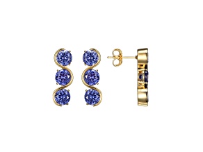 Blue Cubic Zirconia 18k Yellow Gold Over Silver December Birthstone Earrings 8.21ctw