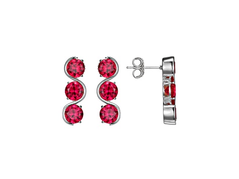 Lab Created Ruby Platinum Over Silver July Birthstone Earrings 4.80ctw