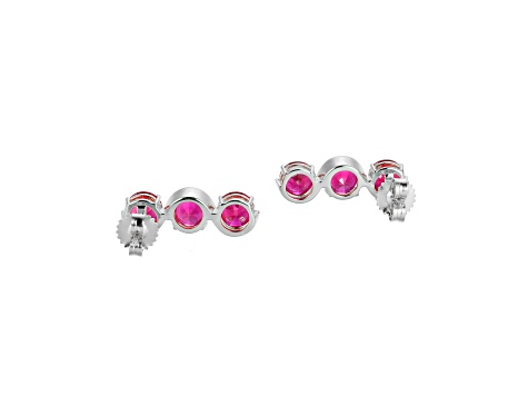 Lab Created Ruby Platinum Over Silver July Birthstone Earrings 4.80ctw