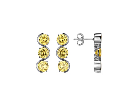 Yellow Cubic Zirconia Platinum Over Silver November Birthstone Earrings 7.99ctw