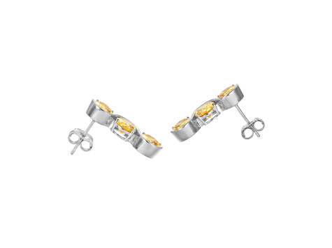 Yellow Cubic Zirconia Platinum Over Silver November Birthstone Earrings 7.99ctw