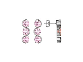 Pink Cubic Zirconia Platinum Over Silver October Birthstone Earrings 8.21ctw