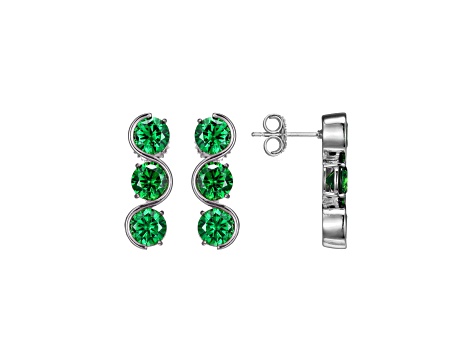 Green Cubic Zirconia Platinum Over Silver May Birthstone Earrings 7.49ctw