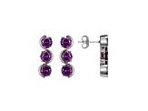 Purple Cubic Zirconia Platinum Over Silver February Birthstone Earrings 7.98ctw