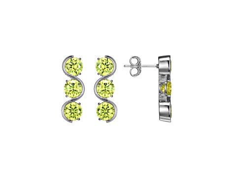 Green Cubic Zirconia Platinum Over Silver November Birthstone Earrings 7.76ctw