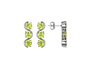 Green Cubic Zirconia Platinum Over Silver November Birthstone Earrings 7.76ctw