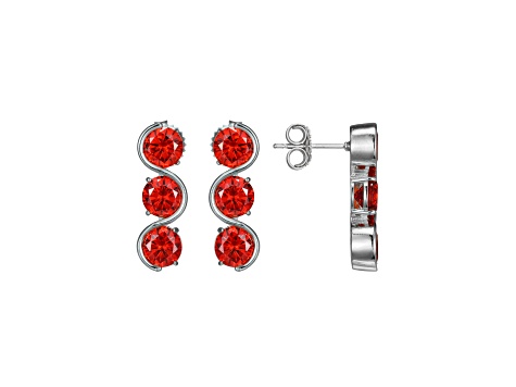 Red Cubic Zirconia Platinum Over Silver January Birthstone Earrings 7.99ctw
