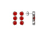 Red Cubic Zirconia Platinum Over Silver January Birthstone Earrings 7.99ctw