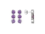 Lab Created Alexandrite Sapphire Platinum Over Silver June Birthstone Earrings 4.90ctw