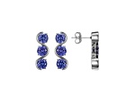 Blue Cubic Zirconia Platinum Over Silver December Birthstone Earrings 8.21ctw