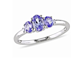 Tanzanite and Diamond 10K White Gold Ring 0.77ctw