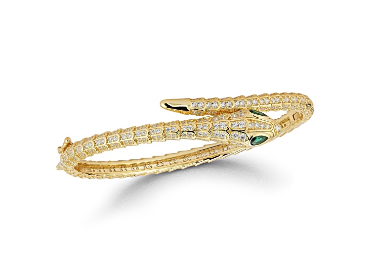 Rachel Zoe 14K Yellow Gold Over Sterling Silver Cubic Zirconia Bypass Snake Bangle Bracelet