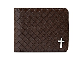 Braided Brown Leather Cross Wallet