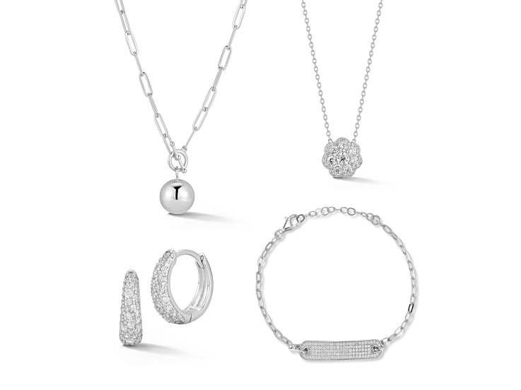 Rachel Zoe "Pave' All Day" Rhodium Over Sterling Silver Cubic Zirconia Pave 4-Piece Set