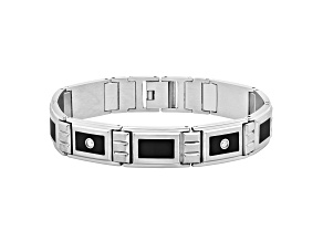 0.10ctw Diamond Stainless Steel Link Bracelet