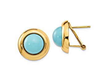 Picture of 14k Yellow Gold 17mm Reconstituted Turquoise Stud Earrings
