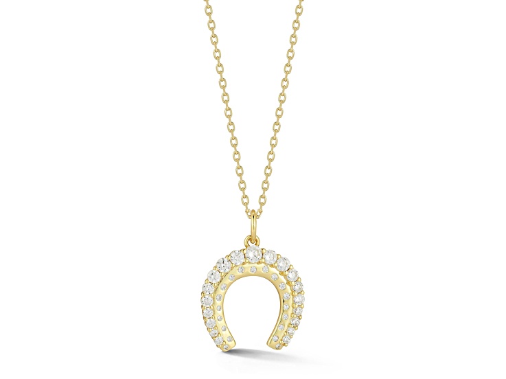 Rachel Zoe 14K Yellow Gold Over Sterling Silver Cubic Zirconia Horseshoe Pendant Necklace