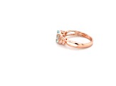 8x6mm Oval Aquamarine and White CZ 18K Rose Gold Over Sterling Silver Ring, 1.16ctw