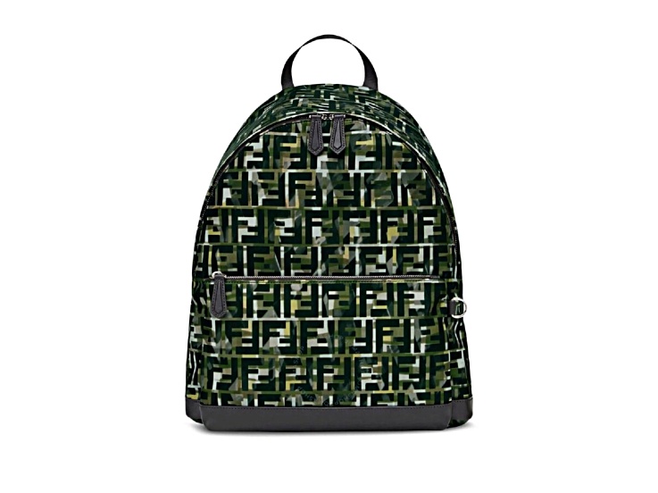Fendi FF Zucca Nylon Multicolor Camouflage Print Large Backpack