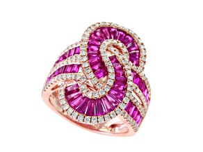 EFFY 14K Rose Gold Ruby and White Diamond Ring 4.51ctw