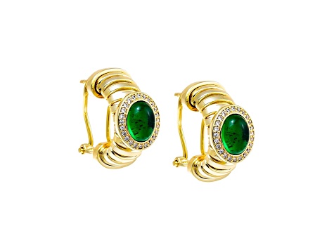 Emerald Cubic Zirconia, 14k Gold Plated Coiled Serpent