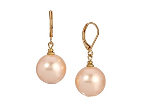 Gold Tone Round Champagne Acrylic Drop Earrings
