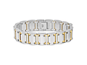 0.75ctw Diamond Stainless Steel Link Bracelet