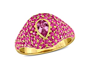 Pink, Dark Pink Sapphire 14K Yellow Gold Ring 2.58ctw
