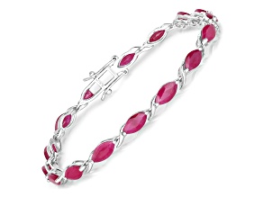 Marquise Ruby and White Diamond 10K White Gold Bracelet 8.0ctw