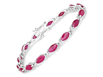 Picture of Marquise Ruby and White Diamond 10K White Gold Bracelet 8.0ctw
