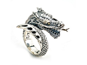 Silver Treasures by Samuel B. Sterling Silver & 18k Yellow Gold Accent Dragon Bypass Ring